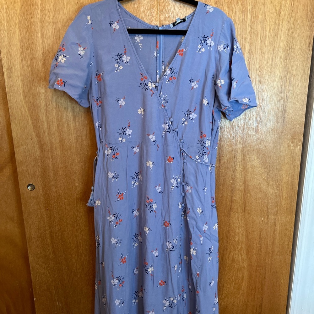 Madewell Floral Midi Dress in Sky Blue
